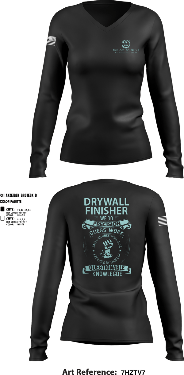 Womens Long Sleeve Vneck Shirt, The Go To Guys, , Teamtime, Team time, sublimation, custom sports apparel, team uniforms, spirit wear, spiritwear, sports uniforms, custom shirts, team store, custom team store, fundraiser sports, apparel fundraiser