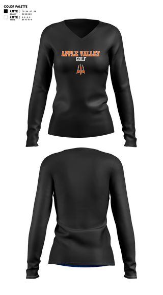 Womens Long Sleeve Vneck Shirt, Apple Valley Sun Devils, Golf, Teamtime, Team time, sublimation, custom sports apparel, team uniforms, spirit wear, spiritwear, sports uniforms, custom shirts, team store, custom team store, fundraiser sports, apparel fundraiser