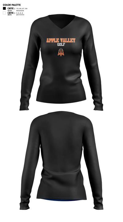 Apple Valley Sun Devils 42610667 Women's Long Sleeve V-neck Shirt - 4