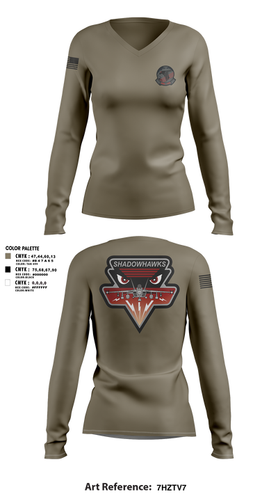 VAQ-141 20822275 Women's Long Sleeve V-neck Shirt - 1