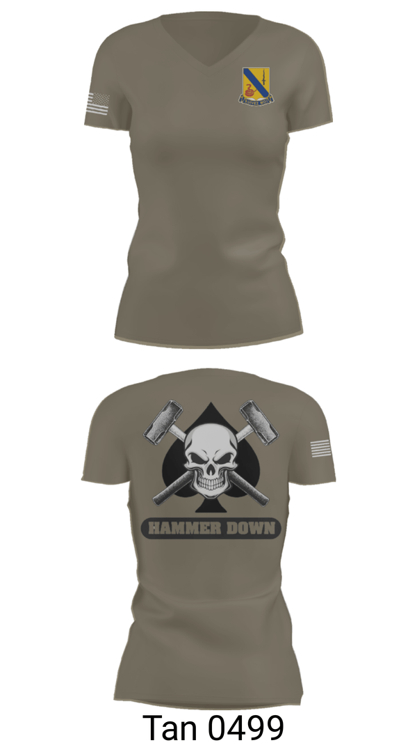 Women's Short Sleeve Vneck Shirt, 2-14 CAV ACE HIGH, Army, Teamtime, Team time, sublimation, custom sports apparel, team uniforms, spirit wear, spiritwear, sports uniforms, custom shirts, team store, custom team store, fundraiser sports, apparel fundraiser