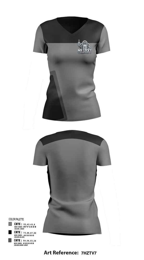 Womens Short Sleeve Vneck Shirt, MR. Locks RoadSide Assistance, , Teamtime, Team time, sublimation, custom sports apparel, team uniforms, spirit wear, spiritwear, sports uniforms, custom shirts, team store, custom team store, fundraiser sports, apparel fundraiser