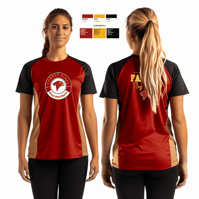 Falcons Girls Flag Football 76046302 Women's Short Sleeve V-neck Shirt - 3