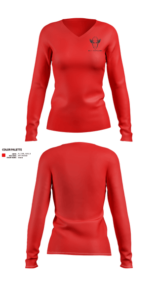 Womens Long Sleeve Vneck Shirt, DC-1 Outlaws, , Teamtime, Team time, sublimation, custom sports apparel, team uniforms, spirit wear, spiritwear, sports uniforms, custom shirts, team store, custom team store, fundraiser sports, apparel fundraiser