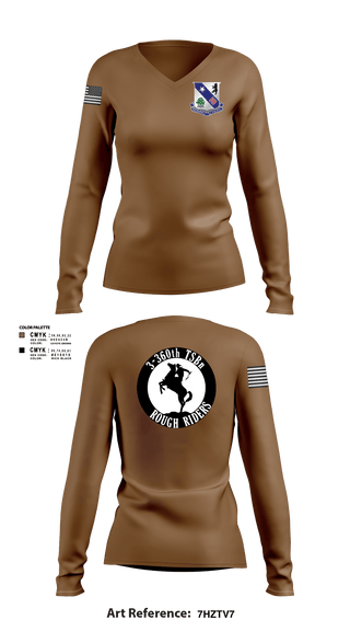 Womens Long Sleeve Vneck Shirt, 3-360th TSBn, Army, Teamtime, Team time, sublimation, custom sports apparel, team uniforms, spirit wear, spiritwear, sports uniforms, custom shirts, team store, custom team store, fundraiser sports, apparel fundraiser