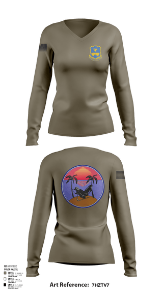 Womens Long Sleeve Vneck Shirt, 120th HHC, Army, Teamtime, Team time, sublimation, custom sports apparel, team uniforms, spirit wear, spiritwear, sports uniforms, custom shirts, team store, custom team store, fundraiser sports, apparel fundraiser