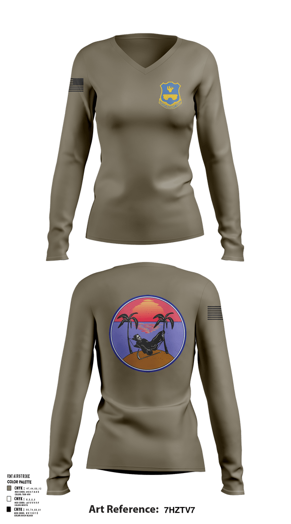 Womens Long Sleeve Vneck Shirt, 120th HHC, Army, Teamtime, Team time, sublimation, custom sports apparel, team uniforms, spirit wear, spiritwear, sports uniforms, custom shirts, team store, custom team store, fundraiser sports, apparel fundraiser