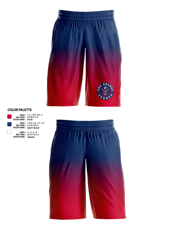 Mens Basketball Shorts, Pro Holmes Sports Basketball Academy, Men's Basketball, Teamtime, Team time, sublimation, custom sports apparel, team uniforms, spirit wear, spiritwear, sports uniforms, custom shirts, team store, custom team store, fundraiser sports, apparel fundraiser