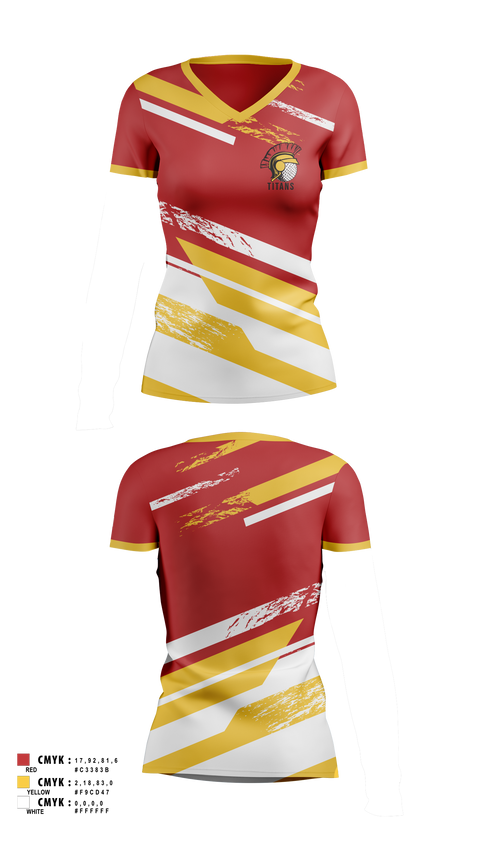 Womens Short Sleeve Vneck Shirt, Titans, Golf, Teamtime, Team time, sublimation, custom sports apparel, team uniforms, spirit wear, spiritwear, sports uniforms, custom shirts, team store, custom team store, fundraiser sports, apparel fundraiser