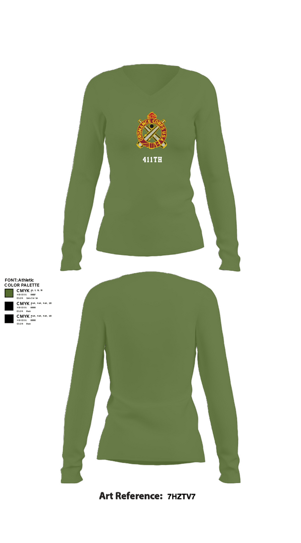 Womens Long Sleeve Vneck Shirt, 411TH, Army, Teamtime, Team time, sublimation, custom sports apparel, team uniforms, spirit wear, spiritwear, sports uniforms, custom shirts, team store, custom team store, fundraiser sports, apparel fundraiser