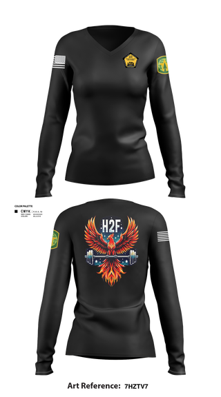 Womens Long Sleeve Vneck Shirt 1, Phoenix H2F, Army, Teamtime, Team time, sublimation, custom sports apparel, team uniforms, spirit wear, spiritwear, sports uniforms, custom shirts, team store, custom team store, fundraiser sports, apparel fundraiser