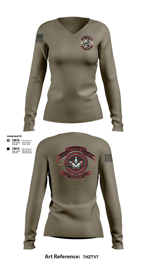 Womens Long Sleeve Vneck Shirt, Green Beret, Space Force, Teamtime, Team time, sublimation, custom sports apparel, team uniforms, spirit wear, spiritwear, sports uniforms, custom shirts, team store, custom team store, fundraiser sports, apparel fundraiser