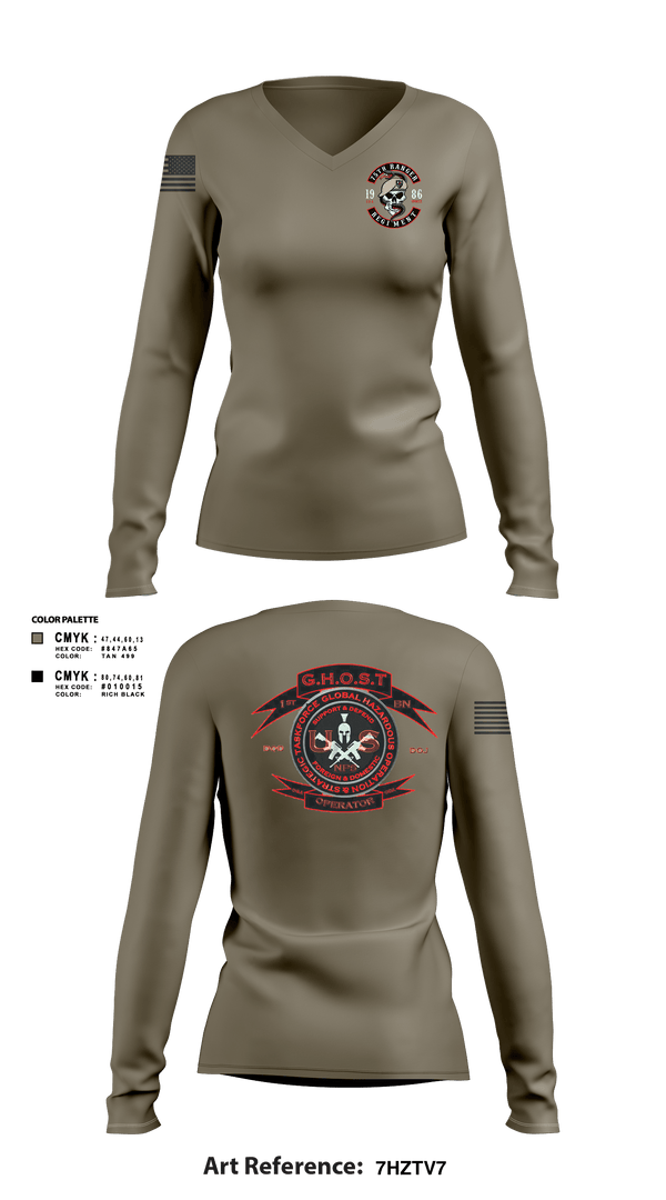 Womens Long Sleeve Vneck Shirt, Green Beret, Space Force, Teamtime, Team time, sublimation, custom sports apparel, team uniforms, spirit wear, spiritwear, sports uniforms, custom shirts, team store, custom team store, fundraiser sports, apparel fundraiser