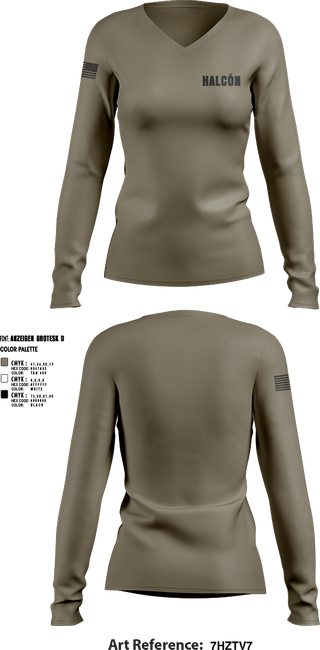 Womens Long Sleeve Vneck Shirt, Halcón, , Teamtime, Team time, sublimation, custom sports apparel, team uniforms, spirit wear, spiritwear, sports uniforms, custom shirts, team store, custom team store, fundraiser sports, apparel fundraiser