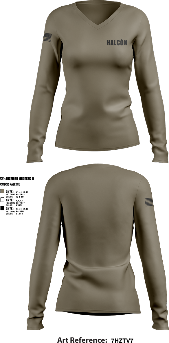 Womens Long Sleeve Vneck Shirt, Halcón, , Teamtime, Team time, sublimation, custom sports apparel, team uniforms, spirit wear, spiritwear, sports uniforms, custom shirts, team store, custom team store, fundraiser sports, apparel fundraiser