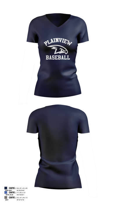 Plainview Little League 37284213 Women's Short Sleeve V-neck Shirt - 3
