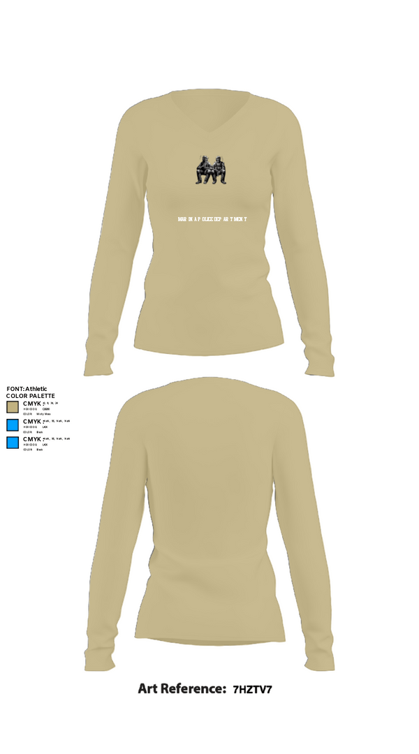 Womens Long Sleeve Vneck Shirt, Marina Police Department, Police, Teamtime, Team time, sublimation, custom sports apparel, team uniforms, spirit wear, spiritwear, sports uniforms, custom shirts, team store, custom team store, fundraiser sports, apparel fundraiser