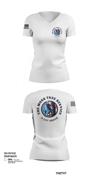 Womens Short Sleeve Vneck Shirt, The Moss Tree Service, , Teamtime, Team time, sublimation, custom sports apparel, team uniforms, spirit wear, spiritwear, sports uniforms, custom shirts, team store, custom team store, fundraiser sports, apparel fundraiser