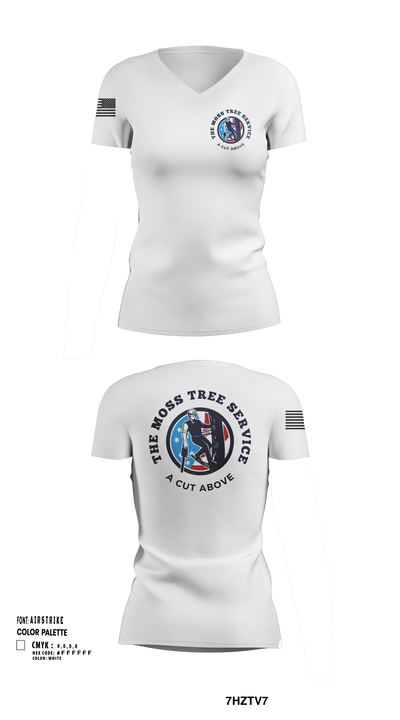 The Moss Tree Service 86074742 Women's Short Sleeve V-neck Shirt - 103