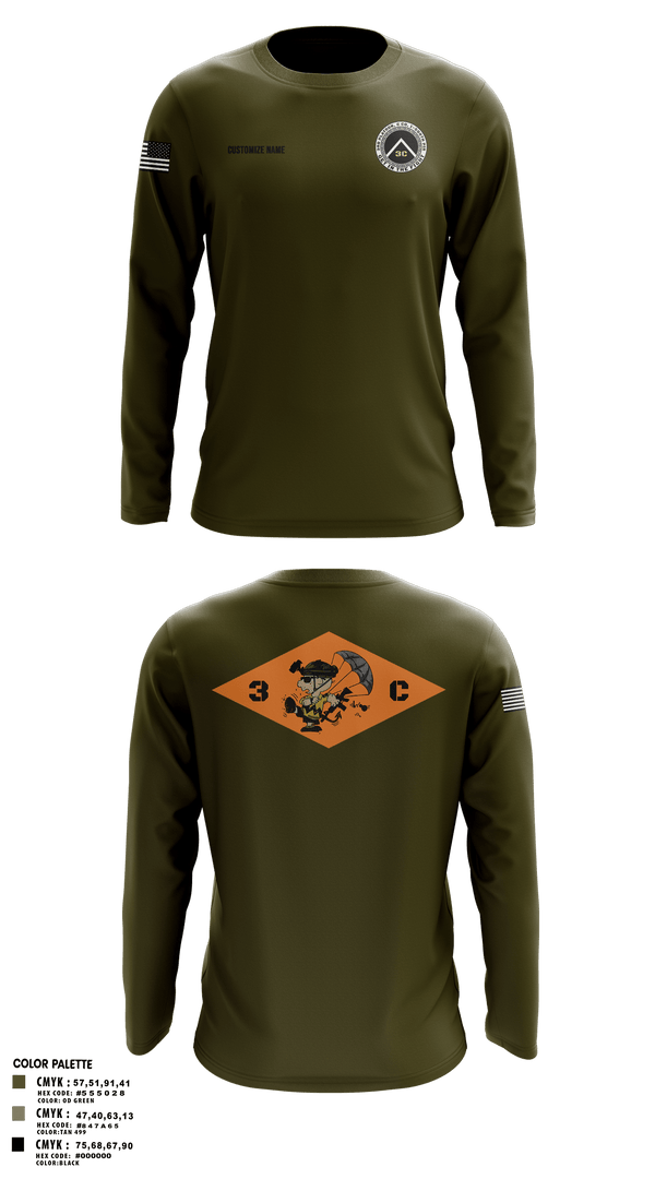 Long Sleeve Performance Polo, 3rd Platoon, CCo, 1-508th PIR, , Teamtime, Team time, sublimation, custom sports apparel, team uniforms, spirit wear, spiritwear, sports uniforms, custom shirts, team store, custom team store, fundraiser sports, apparel fundraiser