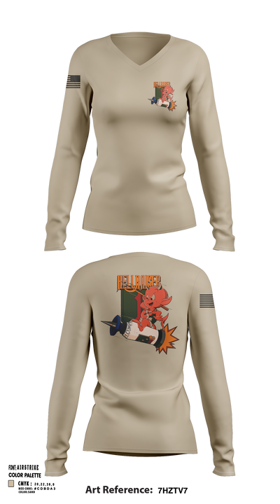 Hellraiser 15365776 Women's Long Sleeve V-neck Shirt - 103
