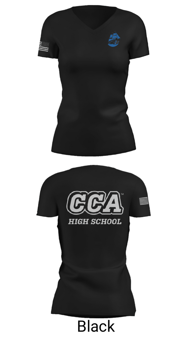 Womens Short Sleeve Vneck Shirt, Clear Creek-Amana High School Cheer, Cheer, Teamtime, Team time, sublimation, custom sports apparel, team uniforms, spirit wear, spiritwear, sports uniforms, custom shirts, team store, custom team store, fundraiser sports, apparel fundraiser