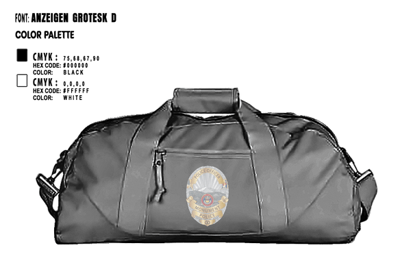 Duffle Bag, Monument Police Department, Police, Teamtime, Team time, sublimation, custom sports apparel, team uniforms, spirit wear, spiritwear, sports uniforms, custom shirts, team store, custom team store, fundraiser sports, apparel fundraiser