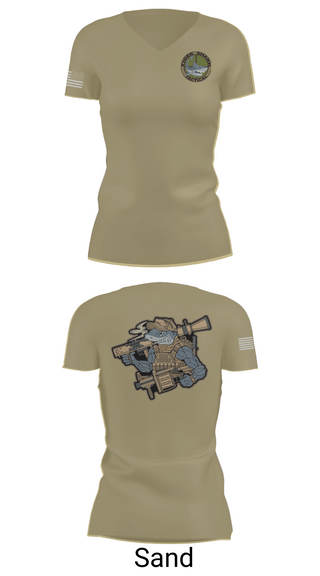 Womens Short Sleeve Vneck Shirt, Wilmington Tiger Shark, Army, Teamtime, Team time, sublimation, custom sports apparel, team uniforms, spirit wear, spiritwear, sports uniforms, custom shirts, team store, custom team store, fundraiser sports, apparel fundraiser