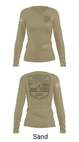 Womens Long Sleeve Vneck Shirt, Fulton County Anti-Crime Task Force, , Teamtime, Team time, sublimation, custom sports apparel, team uniforms, spirit wear, spiritwear, sports uniforms, custom shirts, team store, custom team store, fundraiser sports, apparel fundraiser