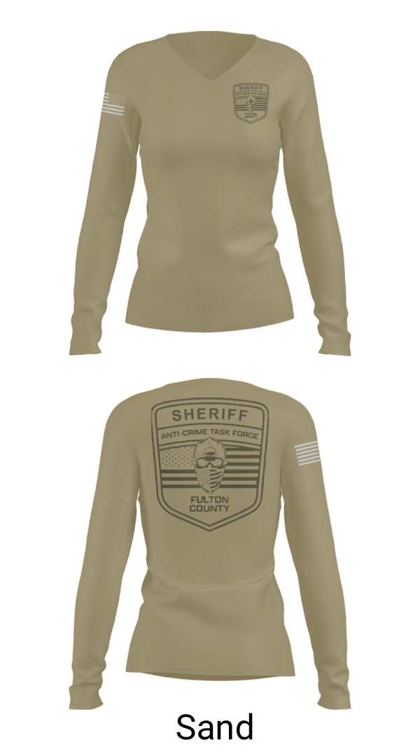 Womens Long Sleeve Vneck Shirt, Fulton County Anti-Crime Task Force, , Teamtime, Team time, sublimation, custom sports apparel, team uniforms, spirit wear, spiritwear, sports uniforms, custom shirts, team store, custom team store, fundraiser sports, apparel fundraiser