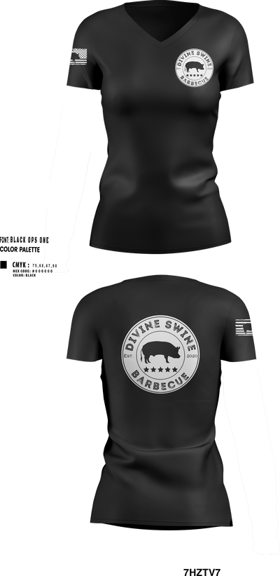 Divine Swine Barbecue 45499343 Women's Short Sleeve V-neck Shirt - 27