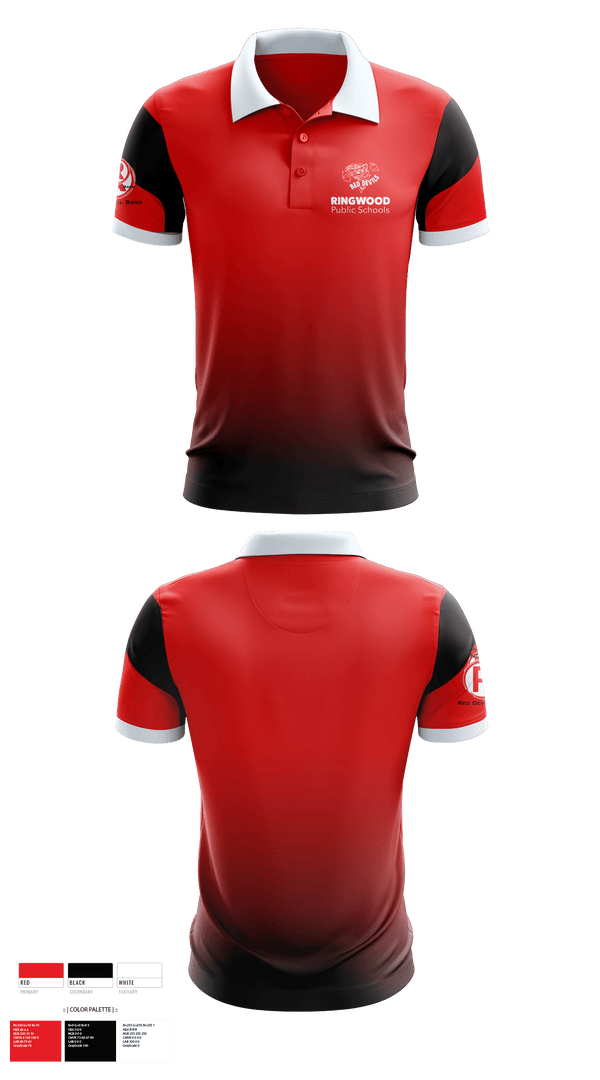 Short Sleeve Performance Polo, Ringwood High School Band, Spirit Store, Teamtime, Team time, sublimation, custom sports apparel, team uniforms, spirit wear, spiritwear, sports uniforms, custom shirts, team store, custom team store, fundraiser sports, apparel fundraiser