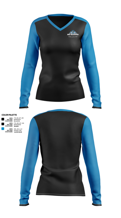 Mg roofing 39790868 Women's Long Sleeve V-neck Shirt - 1