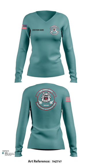 Womens Long Sleeve Vneck Shirt, Detachment 035, Air Force, Teamtime, Team time, sublimation, custom sports apparel, team uniforms, spirit wear, spiritwear, sports uniforms, custom shirts, team store, custom team store, fundraiser sports, apparel fundraiser