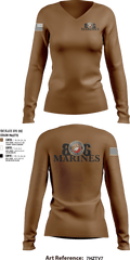 806 Marines 13874790 Women's Long Sleeve V-neck Shirt - 9