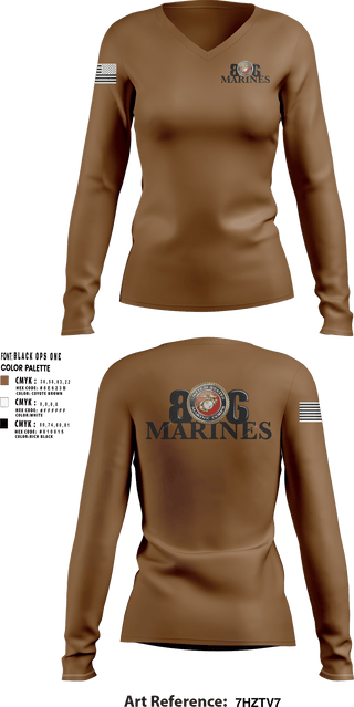 Women's Long Sleeve Vneck Shirt, 806 MarinesBoots and Badges of the South Plains, Fire Department, Teamtime, Team time, sublimation, custom sports apparel, team uniforms, spirit wear, spiritwear, sports uniforms, custom shirts, team store, custom team store, fundraiser sports, apparel fundraiser