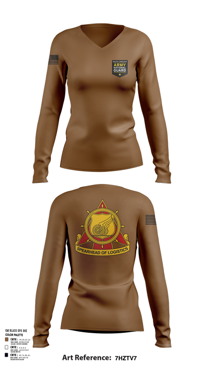 SOUTH CAROLINA ARMY NATIONAL GUARD 14160186 Women's Long Sleeve V-neck Shirt - 111