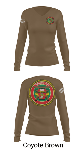 Womens Long Sleeve Vneck Shirt, CLR 37, Marines, Teamtime, Team time, sublimation, custom sports apparel, team uniforms, spirit wear, spiritwear, sports uniforms, custom shirts, team store, custom team store, fundraiser sports, apparel fundraiser