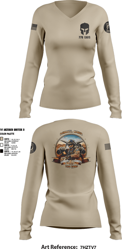 776 EABS 35184254 Women's Long Sleeve V-neck Shirt -1 1