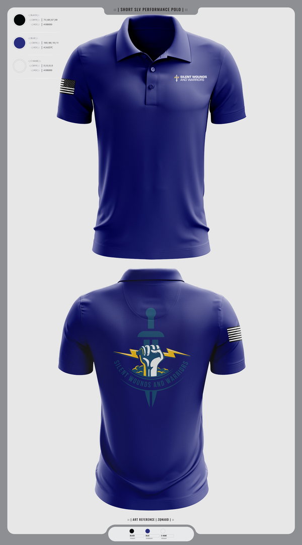 Short Sleeve Performance Polo, Silent Wounds and Warriors Foundation, , Teamtime, Team time, sublimation, custom sports apparel, team uniforms, spirit wear, spiritwear, sports uniforms, custom shirts, team store, custom team store, fundraiser sports, apparel fundraiser