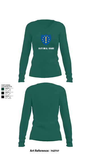 Women's Long Sleeve Vneck Shirt, 54th Troop Command, National Guard, Teamtime, Team time, sublimation, custom sports apparel, team uniforms, spirit wear, spiritwear, sports uniforms, custom shirts, team store, custom team store, fundraiser sports, apparel fundraiser
