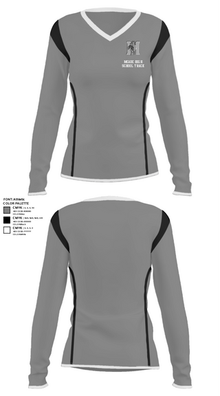 Women's Long Sleeve Vneck Shirt, Meade High School Track, Track & Field, Teamtime, Team time, sublimation, custom sports apparel, team uniforms, spirit wear, spiritwear, sports uniforms, custom shirts, team store, custom team store, fundraiser sports, apparel fundraiser