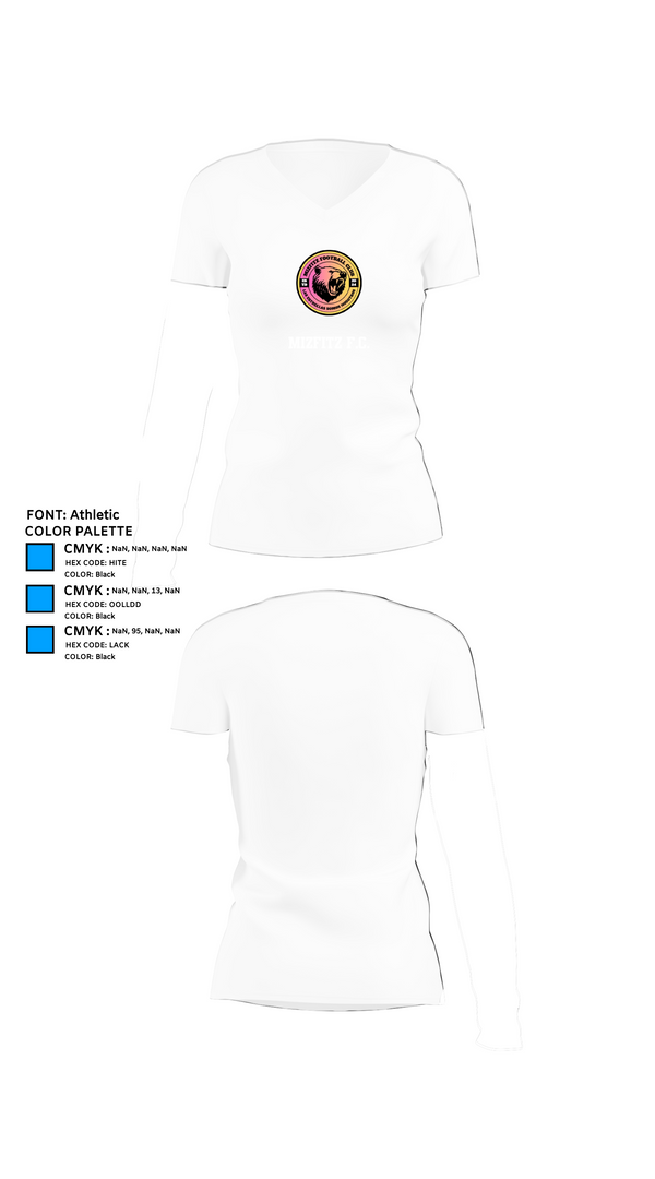 Womens Short Sleeve Vneck Shirt, Mizfitz F.C., Women's Soccer, Teamtime, Team time, sublimation, custom sports apparel, team uniforms, spirit wear, spiritwear, sports uniforms, custom shirts, team store, custom team store, fundraiser sports, apparel fundraiser