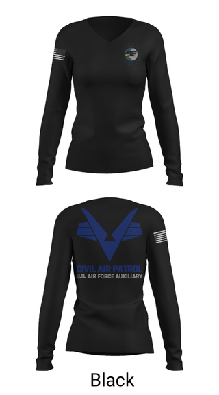 Women's Long Sleeve Vneck Shirt, Sunlake High School Cadet Squadron, Air Force, Teamtime, Team time, sublimation, custom sports apparel, team uniforms, spirit wear, spiritwear, sports uniforms, custom shirts, team store, custom team store, fundraiser sports, apparel fundraiser