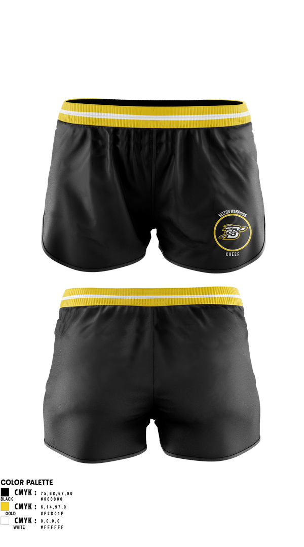 Womens Shorts, Belton Middle School Warriors Cheer, Cheer, Teamtime, Team time, sublimation, custom sports apparel, team uniforms, spirit wear, spiritwear, sports uniforms, custom shirts, team store, custom team store, fundraiser sports, apparel fundraiser