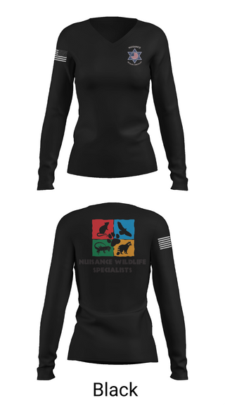 Womens Long Sleeve Vneck Shirt 1, Nuisance Wildlife Specialist, , Teamtime, Team time, sublimation, custom sports apparel, team uniforms, spirit wear, spiritwear, sports uniforms, custom shirts, team store, custom team store, fundraiser sports, apparel fundraiser