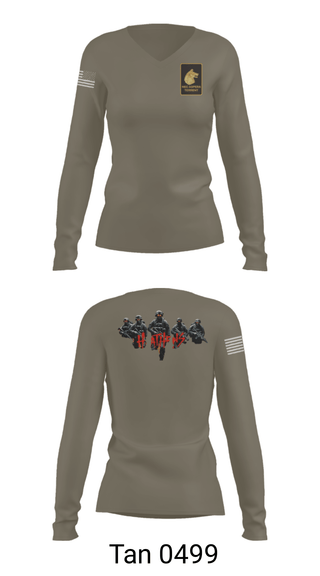 Women's Long Sleeve Vneck Shirt, Alpha Company  2-27, Army, Teamtime, Team time, sublimation, custom sports apparel, team uniforms, spirit wear, spiritwear, sports uniforms, custom shirts, team store, custom team store, fundraiser sports, apparel fundraiser