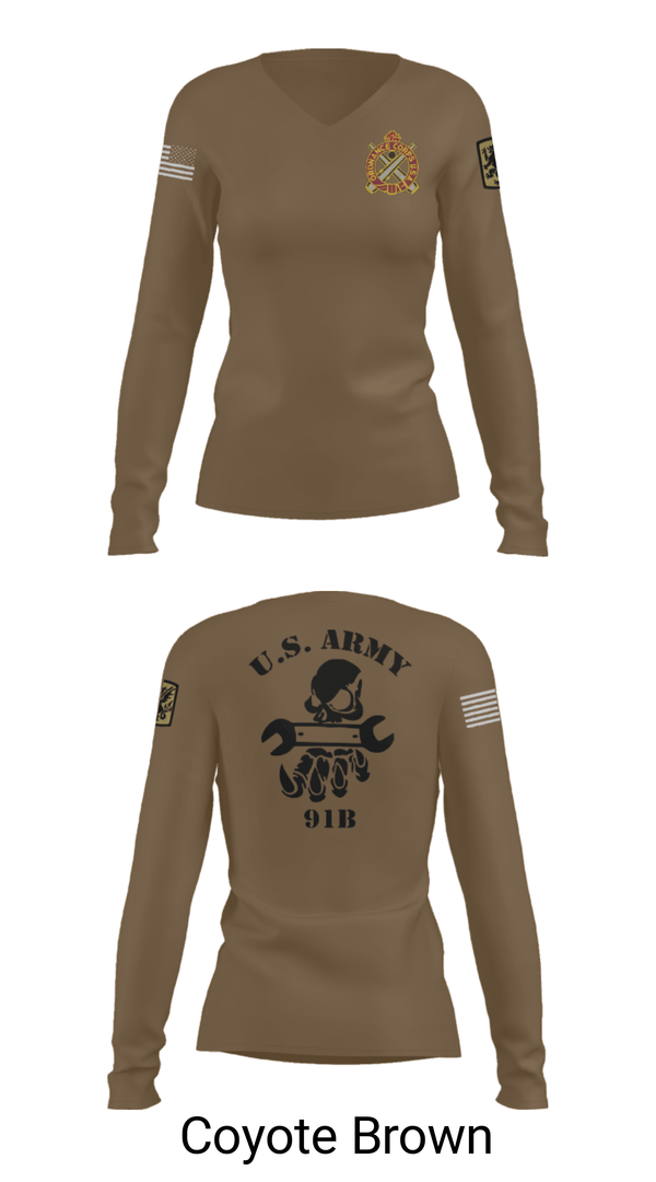 Womens Long Sleeve Vneck Shirt, 411TH, Army, Teamtime, Team time, sublimation, custom sports apparel, team uniforms, spirit wear, spiritwear, sports uniforms, custom shirts, team store, custom team store, fundraiser sports, apparel fundraiser