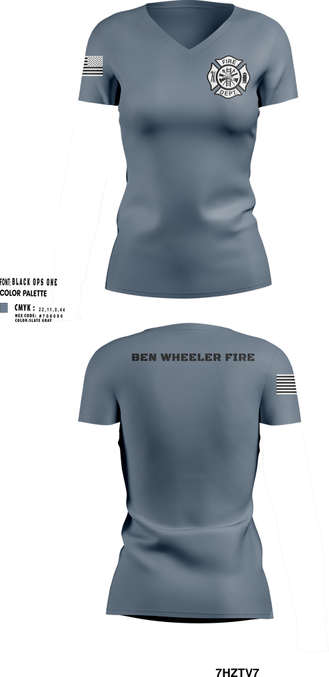 Womens Short Sleeve Vneck Shirt, Ben Wheeler Fire, Fire Department, Teamtime, Team time, sublimation, custom sports apparel, team uniforms, spirit wear, spiritwear, sports uniforms, custom shirts, team store, custom team store, fundraiser sports, apparel fundraiser