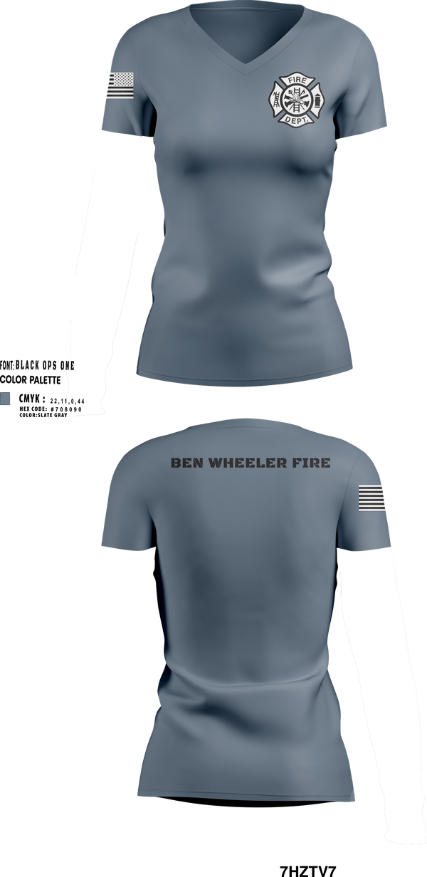Womens Short Sleeve Vneck Shirt, Ben Wheeler Fire, Fire Department, Teamtime, Team time, sublimation, custom sports apparel, team uniforms, spirit wear, spiritwear, sports uniforms, custom shirts, team store, custom team store, fundraiser sports, apparel fundraiser